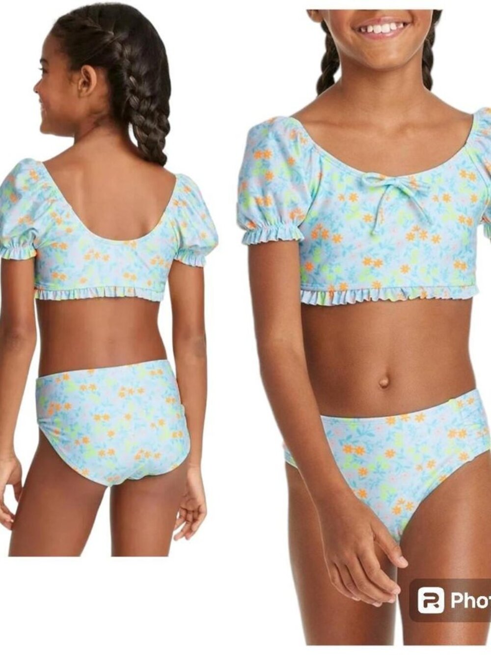 Cat & Jack Girls' 2pc Garden Girl Bikini Set - Sz L